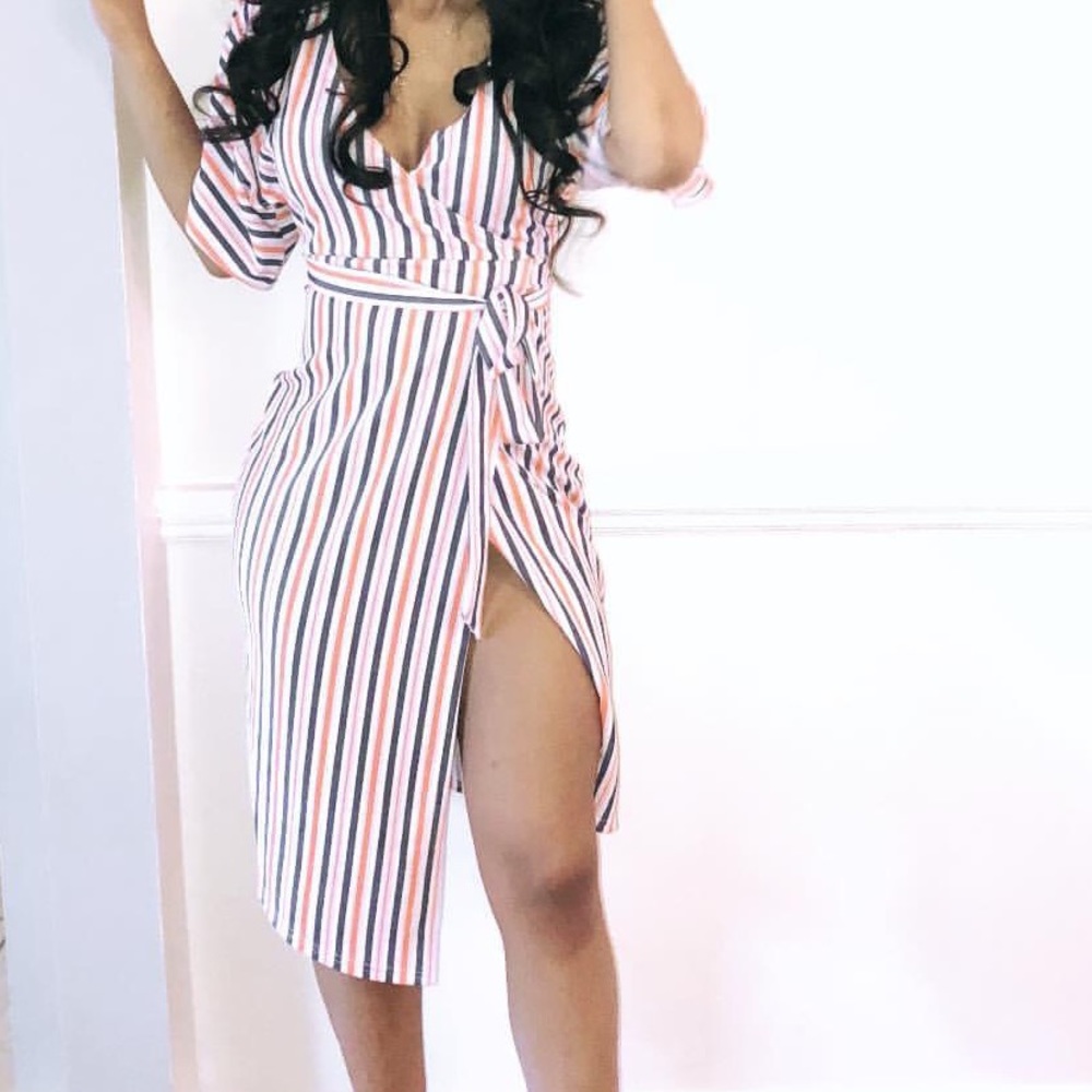 Stripped boohoo dress